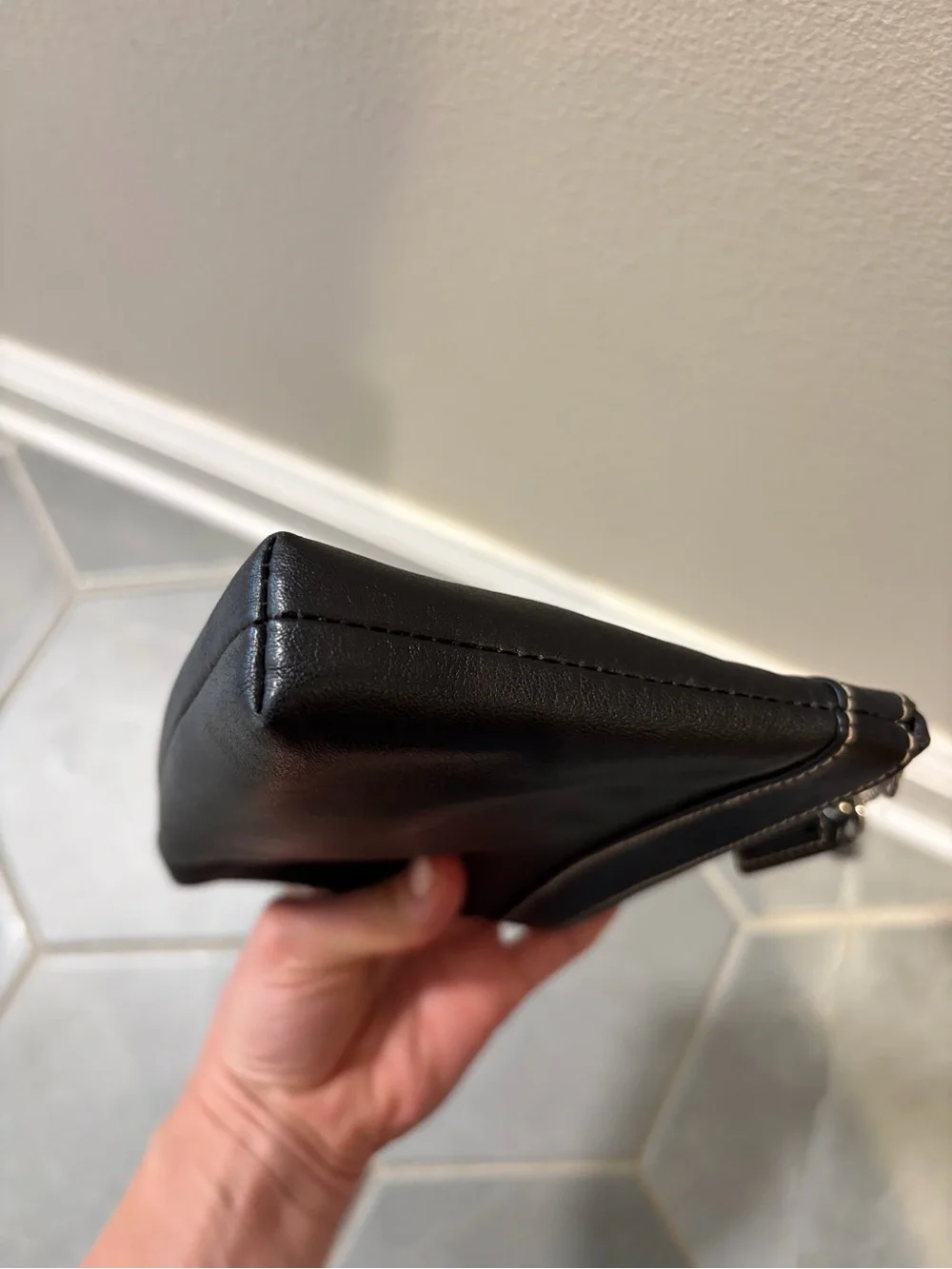Coach Black Leather Pleated Wristlet Clutch